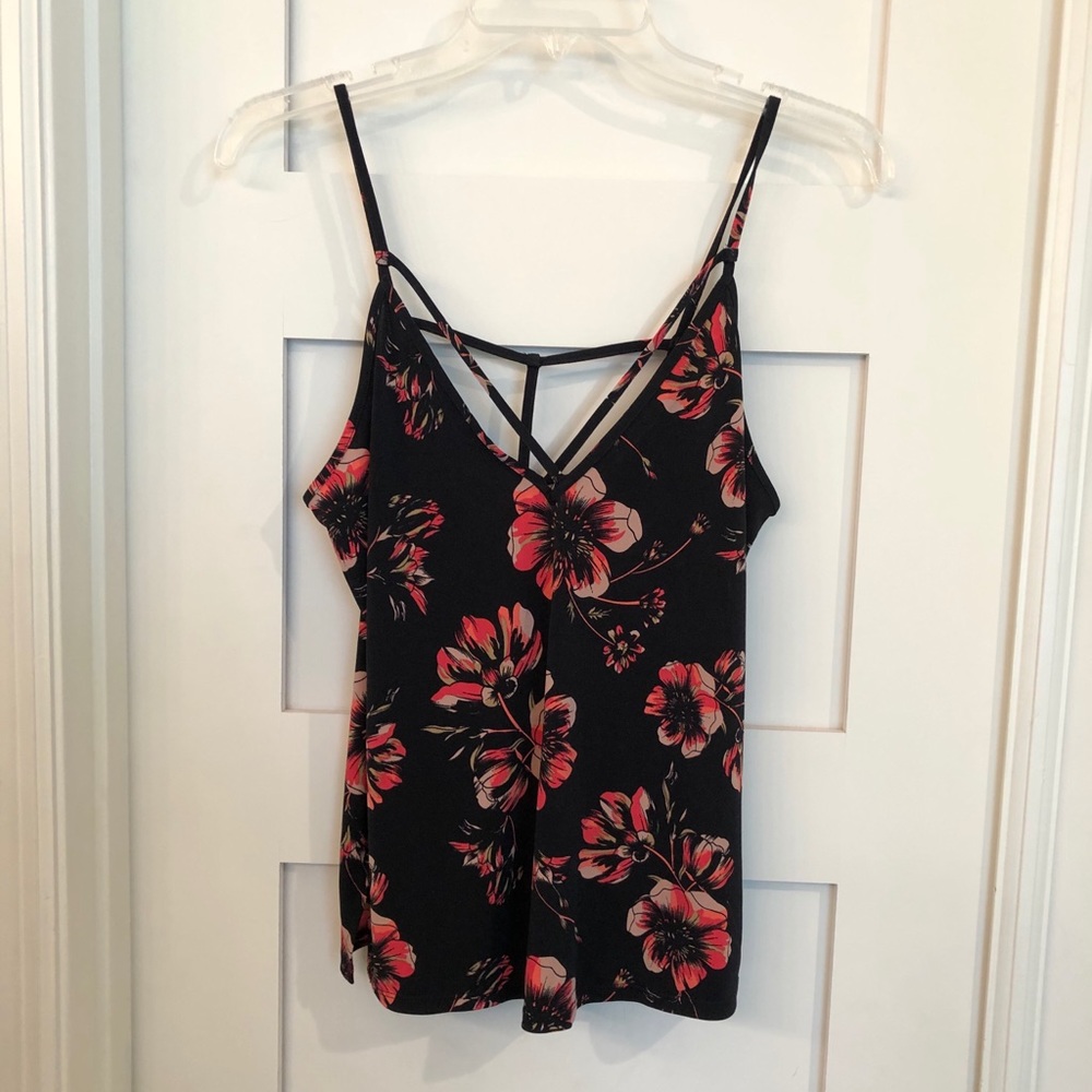 Free People Black Floral Tank